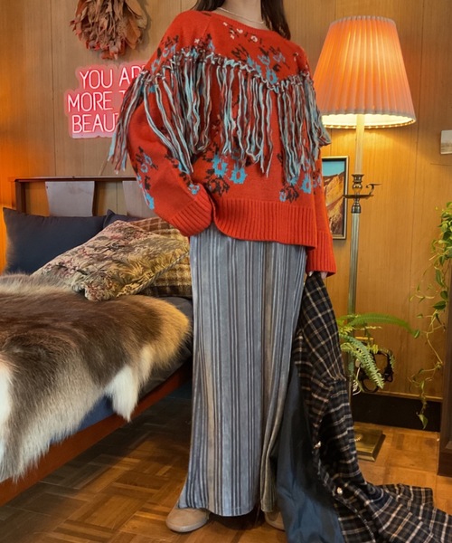 「Unitage」 長袖ニット FREE レッド レディース_画像3