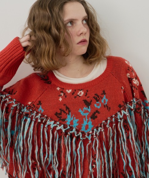 「Unitage」 長袖ニット FREE レッド レディース_画像6