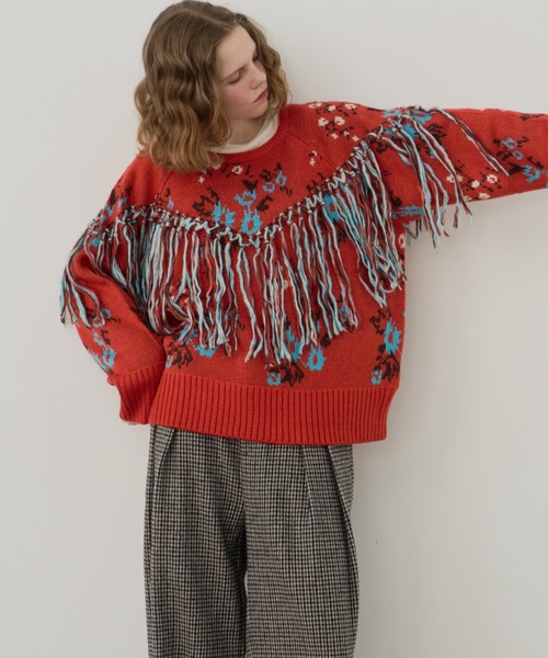 「Unitage」 長袖ニット FREE レッド レディース_画像9