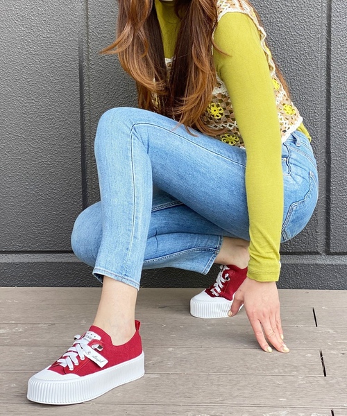 「attagirl」 ローカットスニーカー L レッド レディース_画像8