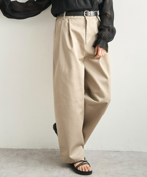 yumi様　45Rライトベージュ ストレートレッグ チノパン mil（ミル） ワイドパンツ チノパン バレルレッグ チノパンツ「586140
