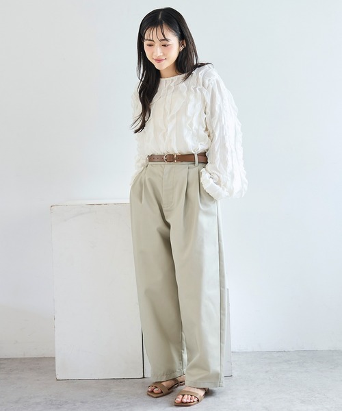 yumi様　45Rライトベージュ ストレートレッグ チノパン mil（ミル） ワイドパンツ チノパン バレルレッグ チノパンツ「586140