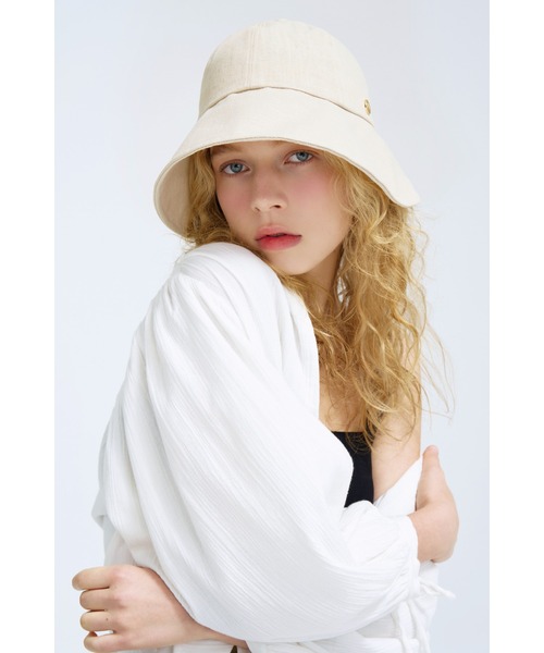 WHITE SANDS 帽子 ハット リネンブレンド ボンネットハット レディース