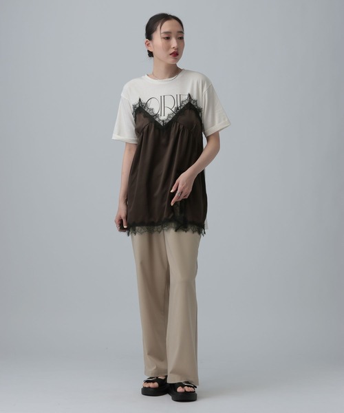 tシャツ キャミドッキングプリントプルオーバー　668383 レディースの画像