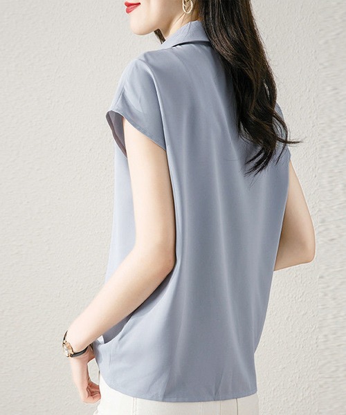 「Dewlily」 ノースリーブブラウス X-LARGE ブルー レディース_画像7