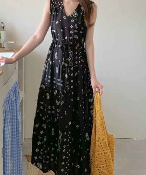Ussato ウサトの服　ワンピース　ノースリーブ Lips ワンピース 軽やかに揺れるシルエットが魅力！涼しげな