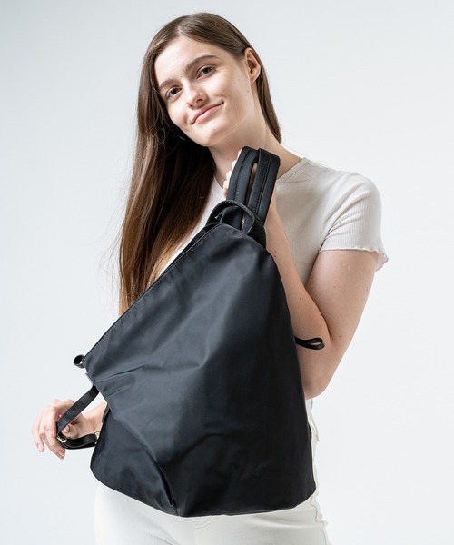美品 ラムレザー×ナイロンバックパック MB 