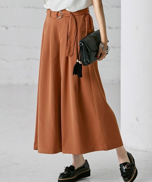 超特価sale開催 パンツ とろみ素材ベルト付ワイドパンツ ５５丈1 390円