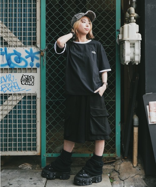 DEVICE tシャツ ワンポイント 韓国 ストリート y2k 古着風 ロゴ