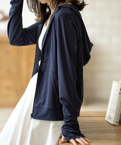 KOBE LETTUCE パーカー 半永久UVカット＆速乾フード付きシンプル