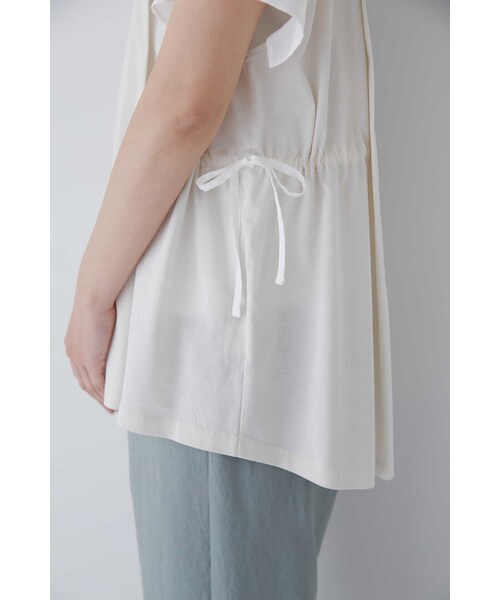 human woman（ヒューマンウーマン） tシャツ 異素材コンビギャザー