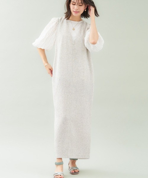 きいろさま専用　45r デニム　綿麻ヘリンボンツイードの馬ドレス　ワンピース LEE/別注FLARE MAXI ONEPIECE（デニムワンピース）【限定展開