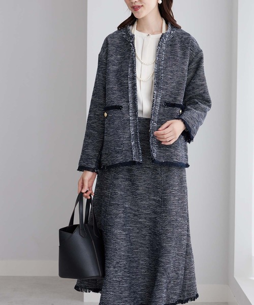 Aurelie. 6点セット BELLUNA PLUS（ベルーナプラス） セットアップ ツイード調フリンジ使い