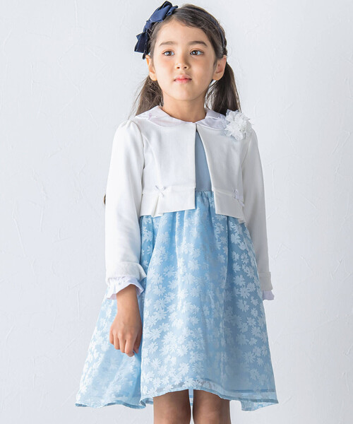 BEBE 花柄フォーマルワンピース BeBe ワンピース 「日本製」シアー花柄切替ワンピース(110~130cm