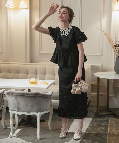 Newalrin トップス グレー +スリーブレス黒セット BONLECILL noir セットアップ 「BONLECILL noir」「2点セット」アシメ