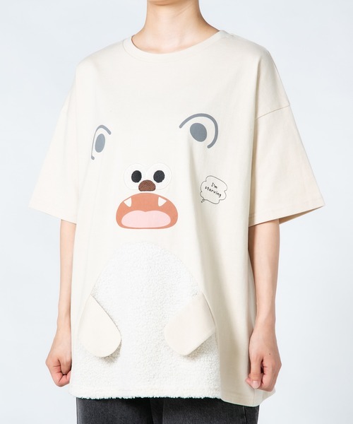 tシャツ 「Hi Hey Hoooo/ハイヘイホー」くま さめ顔どんTシャツ アニマルシリーズ レディース