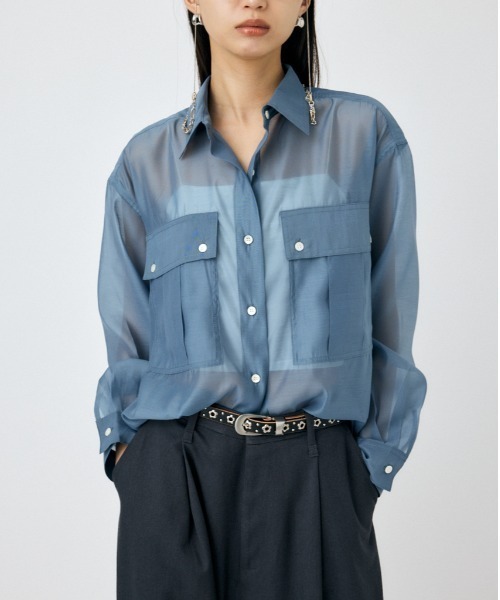 ブラウス シャツ SHEER CARGO シャツ レディース