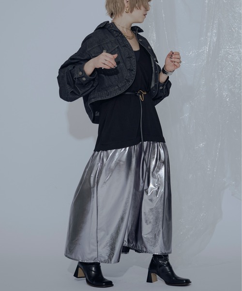 Ezick／Vintage flower サイドタックサテンキャミワンピース Ezick