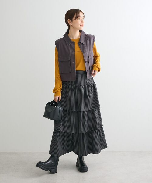 beauty:beast ペンキ加工ジレ　ベスト　ストリート CAMBIO（カンビオ） ベスト ジレ mcg3435- ゼブラ柄透かし編みニット