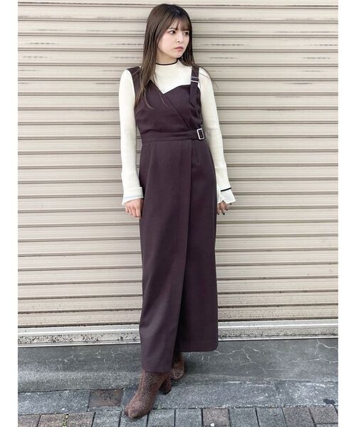 MURUA（ムルーア） ワンピース ウールライクアシメジャンパースカート