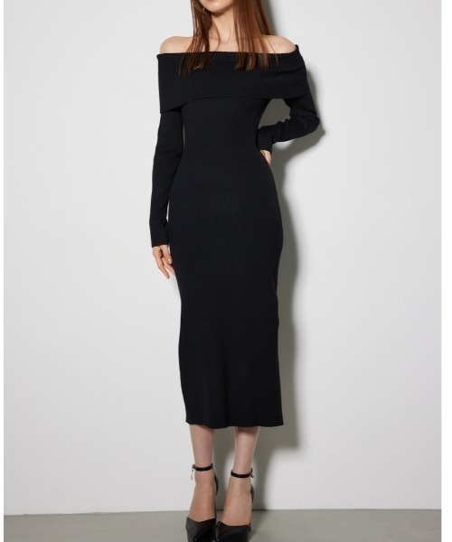 rienda（リエンダ） ワンピース オフショルダータイトニットワンピース