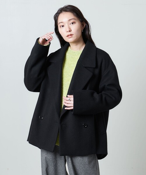 【MARW UNITED ARROWS】ステンカラーミドルコート　ブラック36 MARW UNITED ARROWS】ステンカラーミドルコートブラック36 MARW UNITED