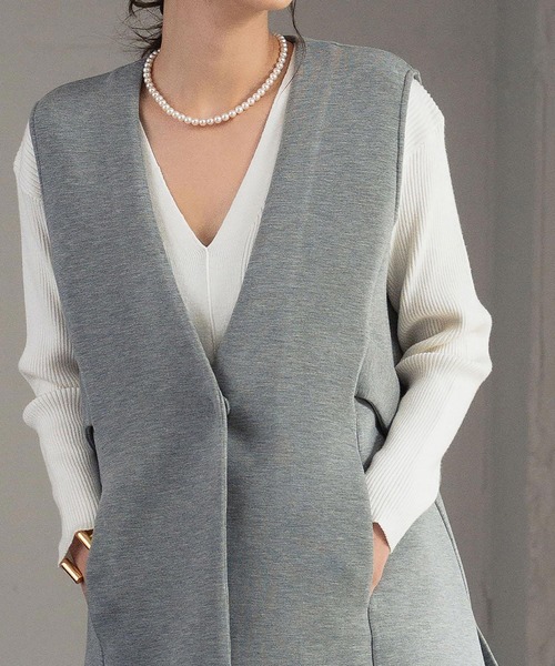 ELFRANK ベスト ジレ Aラインロングベスト レディース : ZOZOTOWN