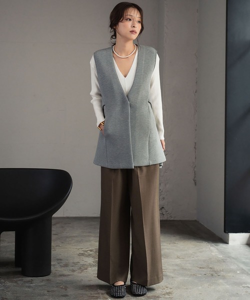 ELFRANK ベスト ジレ Aラインロングベスト レディース : ZOZOTOWN