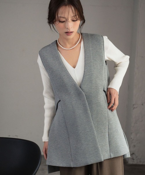 ELFRANK ベスト ジレ Aラインロングベスト レディース : ZOZOTOWN