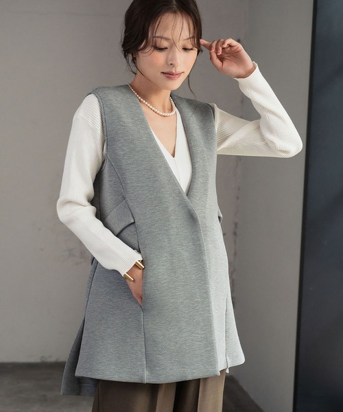 ELFRANK ベスト ジレ Aラインロングベスト レディース : ZOZOTOWN