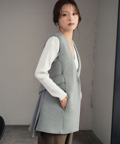 ELFRANK ベスト ジレ Aラインロングベスト レディース : ZOZOTOWN