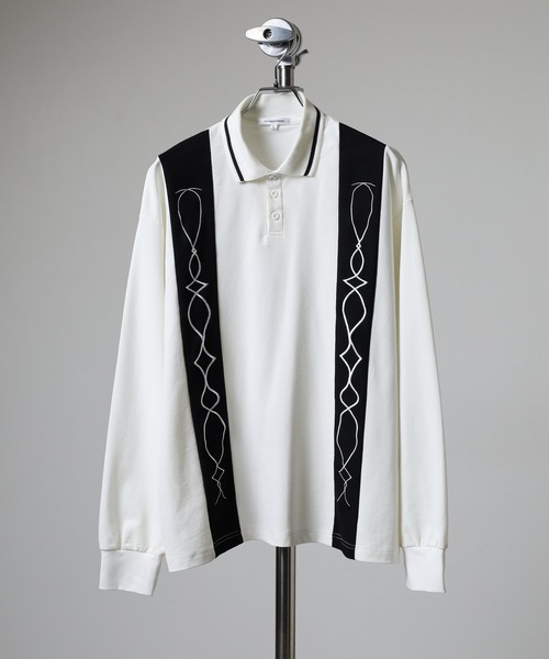 SUGGESTION ポロシャツ Switching embroidered polo shirt / 切替刺繍