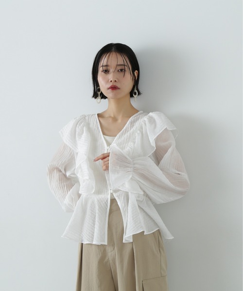 N.Natural Beauty Basic ブラウス シャツ シアーペプラム