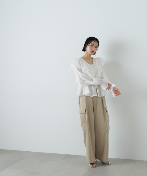 N.Natural Beauty Basic ブラウス シャツ シアーペプラム