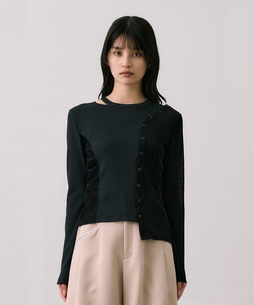 トップス UNITED ARROWS Tokyo UNITED TOKYO（ユナイテッドトウキョウ） tシャツ シアーベロアリブMIX