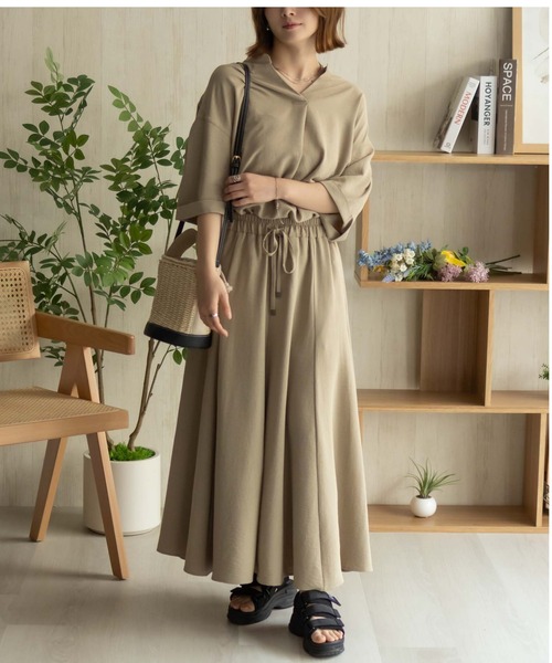 NAVY ロング スカート 夏 nAvy SARARI ウェーブフレアスカート