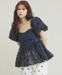olu. 3wayぺプラムチュールビスチェ　ホワイト　ブラウス Olu. ブラウス シャツ 3wayペプラムチュールビスチェ レディース