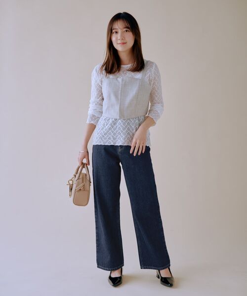 tシャツ シュリンクレースクルートップス 「低身長・小柄女性」 レディース tシャツ シュリンクレースクルートップス 「低身長・小柄女性