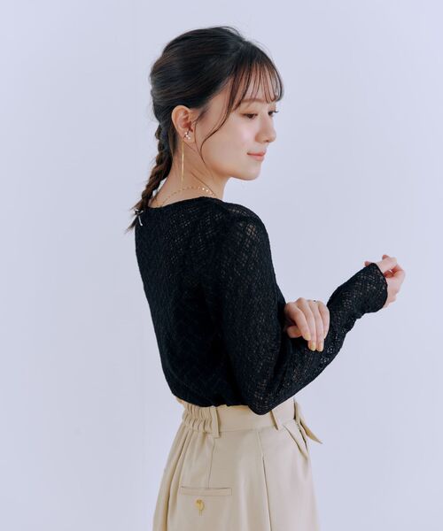 tシャツ シュリンクレースクルートップス 「低身長・小柄女性