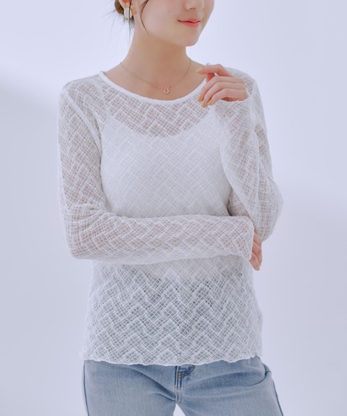tシャツ シュリンクレースクルートップス 「低身長・小柄女性」 レディース