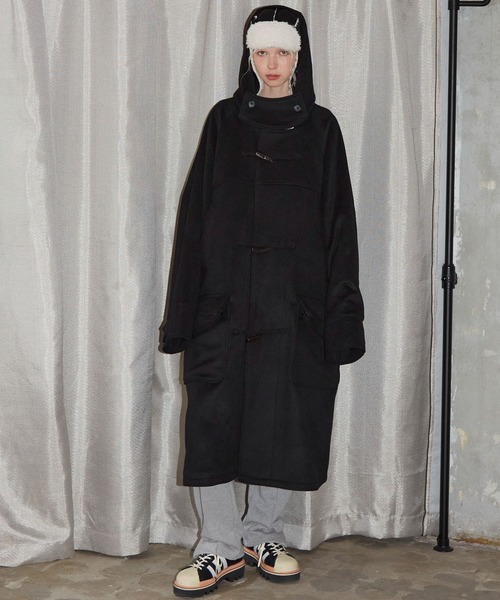 「AIVER」 ダッフルコート MEDIUM ブラック メンズ_画像2