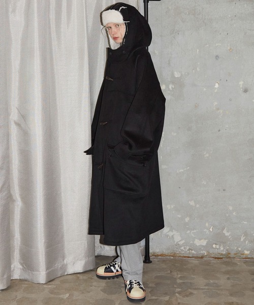 「AIVER」 ダッフルコート MEDIUM ブラック メンズ_画像3