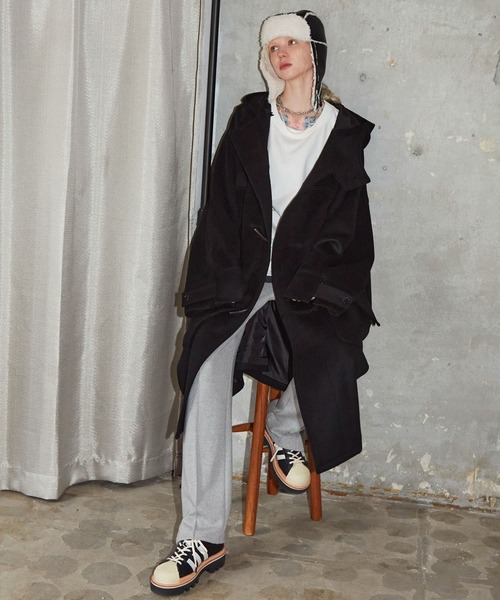 「AIVER」 ダッフルコート MEDIUM ブラック メンズ_画像5