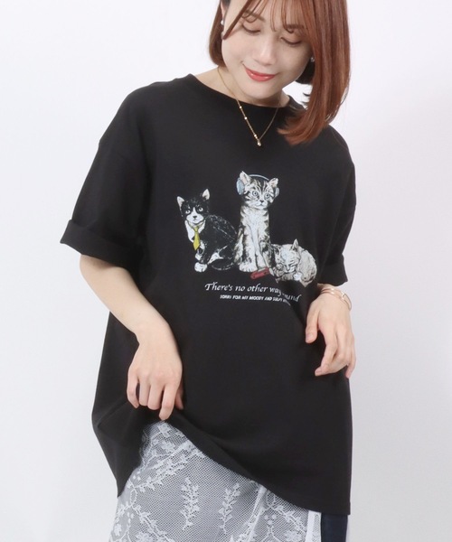 tシャツ 三匹猫プリントTシャツ メンズ レディース ユニセックス