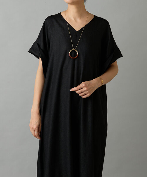 BEARDSLEY 麻調合繊カフタンワンピース サイズ１ BEARDSLEY（ビアズリー） ワンピース 麻調合繊カフタンワンピース