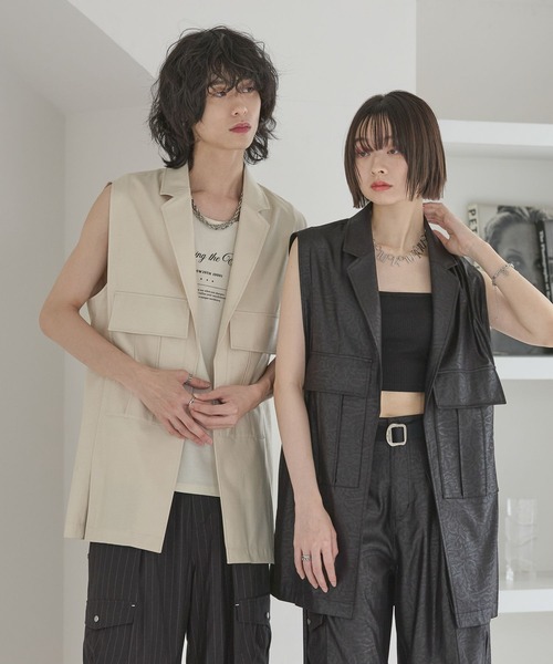 Anui ベスト ジレ 「UNISEX」ライトレザーベスト レディース