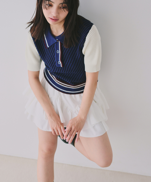 U by SPICK&SPAN ニット セーター プレッピーニット半袖