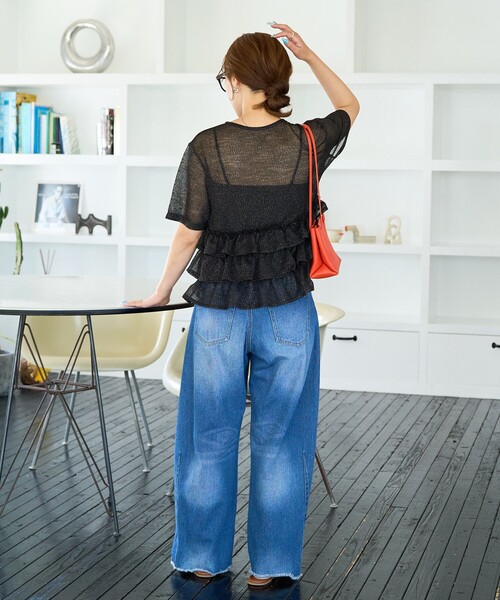 FREAK'S STORE ブラウス シャツ 限定展開 シアー ラメ フリル