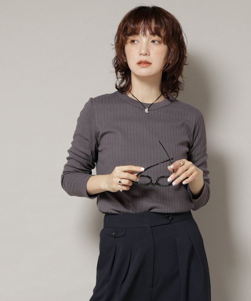 tシャツ Anti Soaked(Ｒ) 汗染み防止リブロンＴ レディース