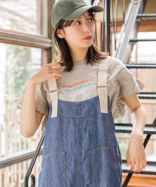 「niko and...」 半袖カットソー LARGE チャコール レディース